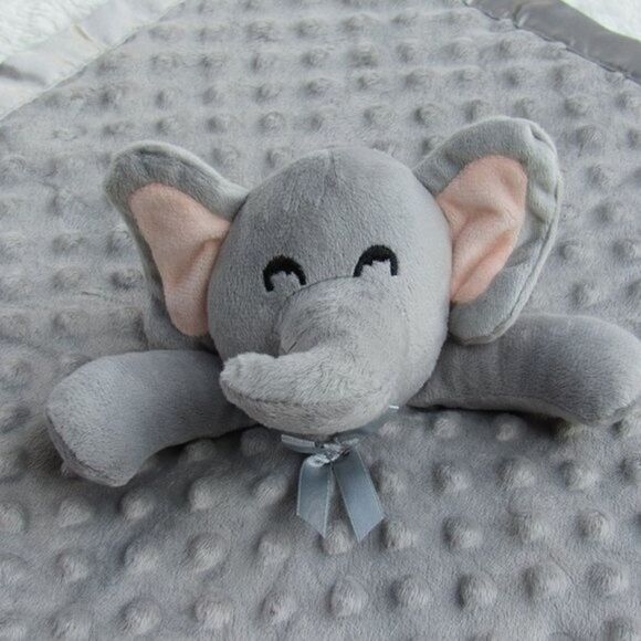 Elephant Security Blanket Baby Lovie Textured Gray Nursery NIB Pro Goleem Lovey - Picture 4 of 12